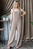 SLEEVELESS SOLID URBAN RIBBED JUMPSUITS - OATMEAL