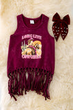 Long Live Cowgirls Top W Fringe - Maroon
