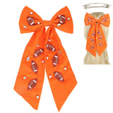 ORANGE GAME DAY FOOTBALL BOW BARRETTE HAIR CLIP