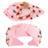 CHRISTMAS CANDY CANE HEART TOP KNOTTED PINK HEADBAND