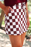 LET'S GO CHECKERED SKORT - MAROON