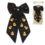 CANDY CORN JEWELED BOW BARRETTE HAIR CLIP