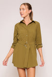 THE SIGNATURE BELTED SHIRT DRESS - OLIVE