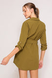 THE SIGNATURE BELTED SHIRT DRESS - OLIVE