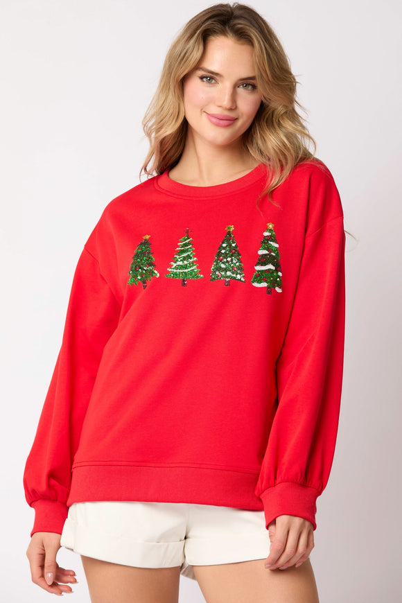 CHRISTMAS TREE SEQUIN SWEATER