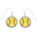 GAMEDAY SOFTBALL RHINESTONE BORDER HOOK EARRINGS