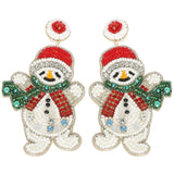 CHRISTMAS SCARFED SNOWMAN POST EARRINGS