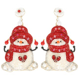 CHRISTMAS SCARFED SNOWMAN POST EARRINGS