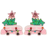 CHRISTMAS TREE TRUCK JEWELED POST EARRINGS