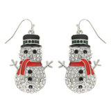 CHRISTMAS SCARFED SNOWMAN DANGLE EARRINGS