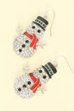 CHRISTMAS SCARFED SNOWMAN DANGLE EARRINGS