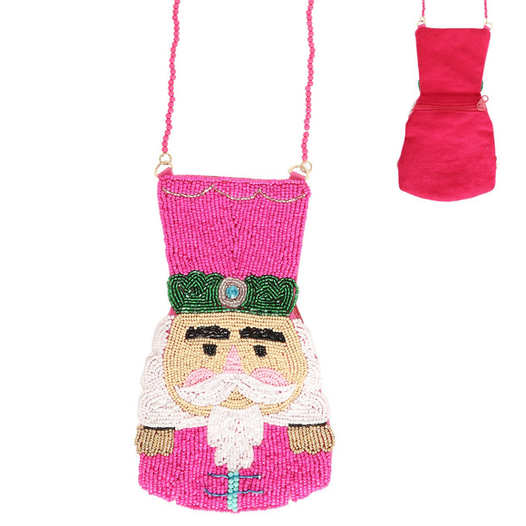 CHRISTMAS NUTCRACKER BEAD EMBELLISHED BAG