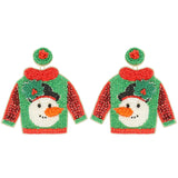 CHRISTMAS UGLY SWEATER SNOWMAN EARRINGS