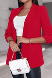 NOTCHED COLLAR ROLL UP SLEEVE BLAZER COAT