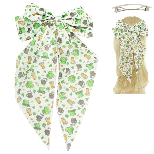 ST. PATRICK THEME BOW BARRETTE HAIR CLIP