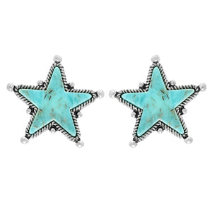 WESTERN NAVAJO TURQUOISE STAR EARRINGS