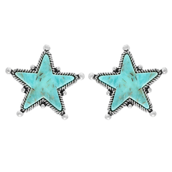 WESTERN NAVAJO TURQUOISE STAR EARRINGS