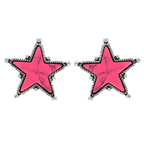 WESTERN NAVAJO PINK STAR EARRINGS