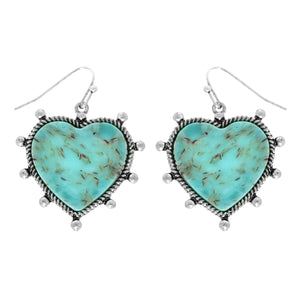 TURQUOISE WESTERN NAVAJO TURQUOISE HEART EARRINGS