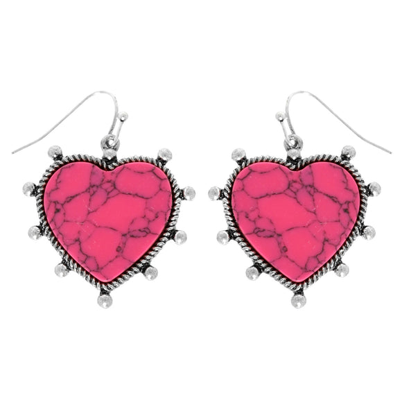 FUCHSIA WESTERN NAVAJO TURQUOISE HEART EARRINGS