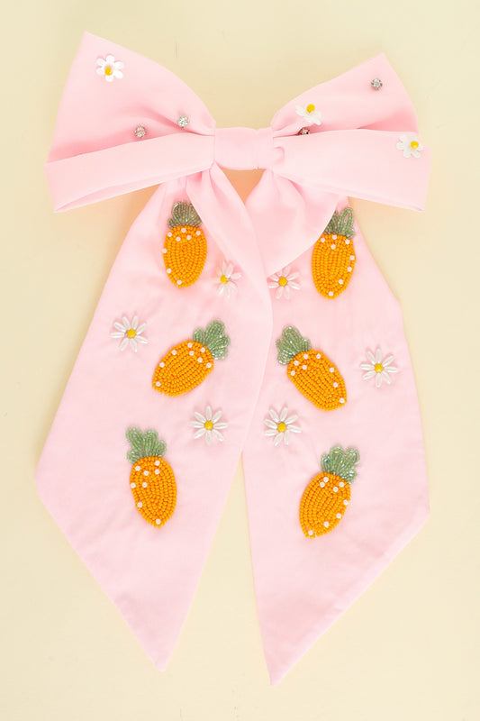 EASTER THEME BOW BARRETTE HAIR CLIP - PINK