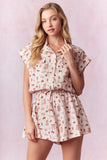 WAIST TIE DETAIL SHORT SLEEVE ROMPER