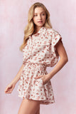 WAIST TIE DETAIL SHORT SLEEVE ROMPER