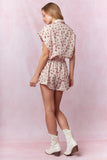 WAIST TIE DETAIL SHORT SLEEVE ROMPER