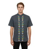 ADULT GUAYABERA SHORT SLEEVE TOP - DARK GREY