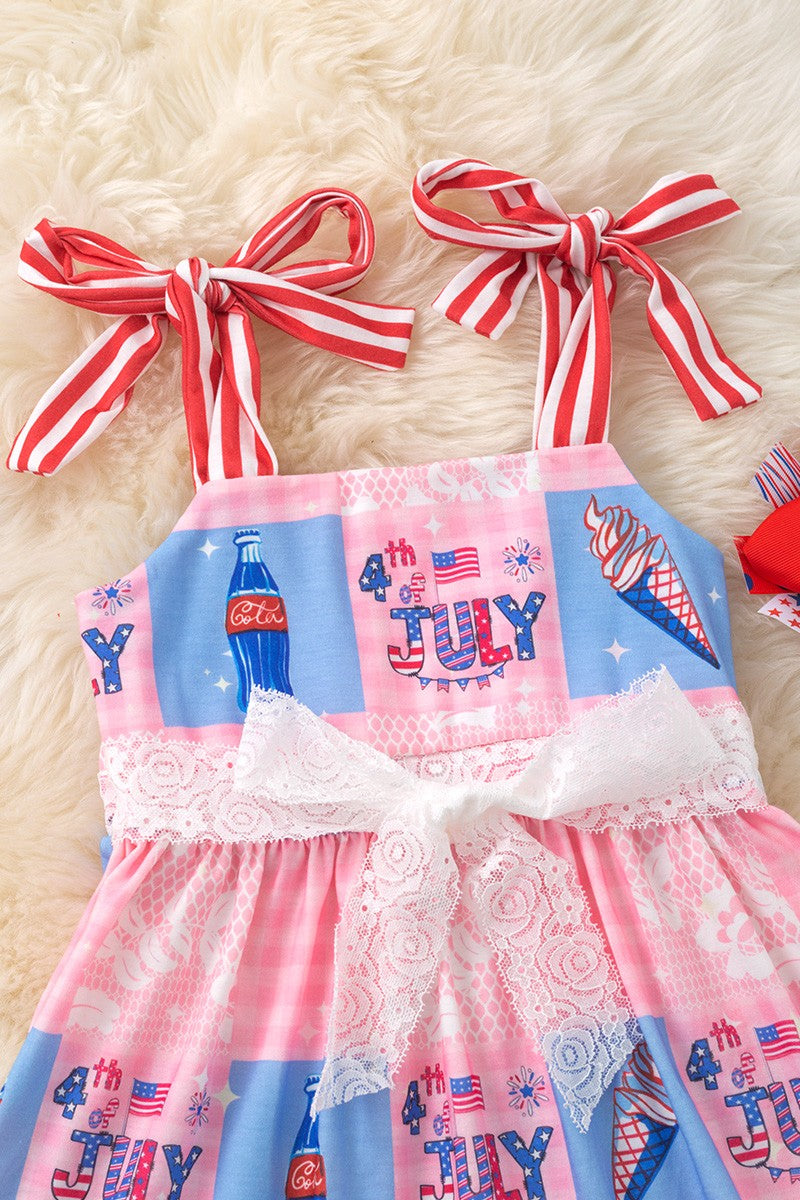 4th Of July Girls Pink Patriotic Dress