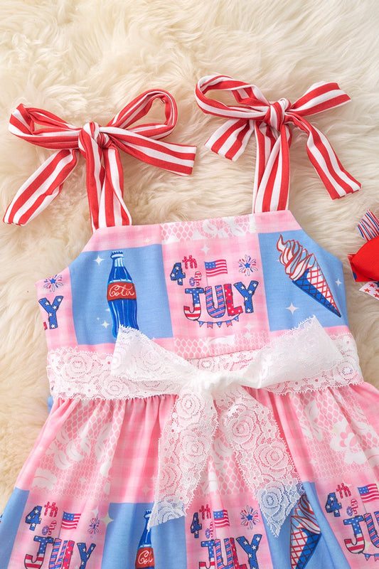 4th Of July Girls Pink Patriotic Dress