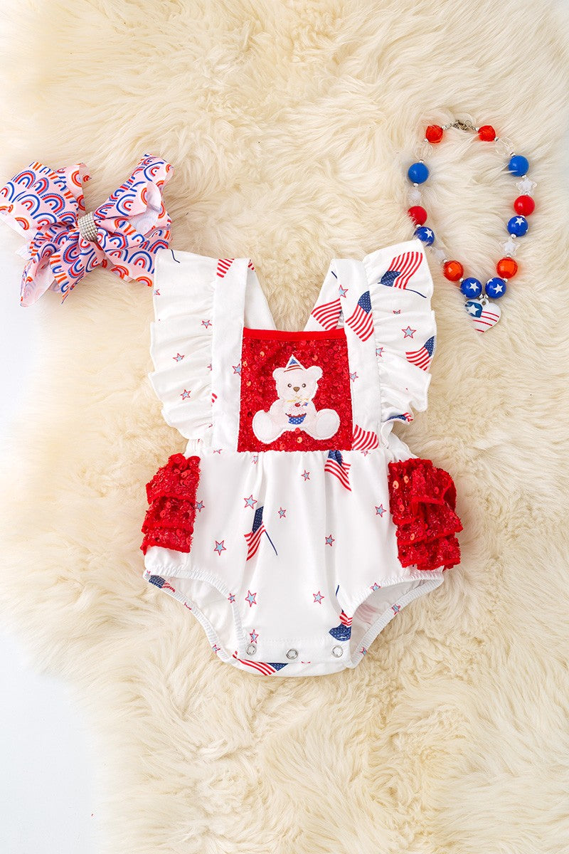 Patriotic Teddy Bear Baby Onesie