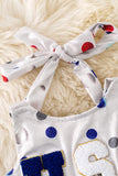 USA Applique Ruffle Patriotic Halter Top