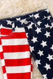 Girls Usa Flag Denim Double Layer Jeans