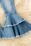 LIGHT BLUE WESTERN DOUBLE LAYER BELL PANTS
