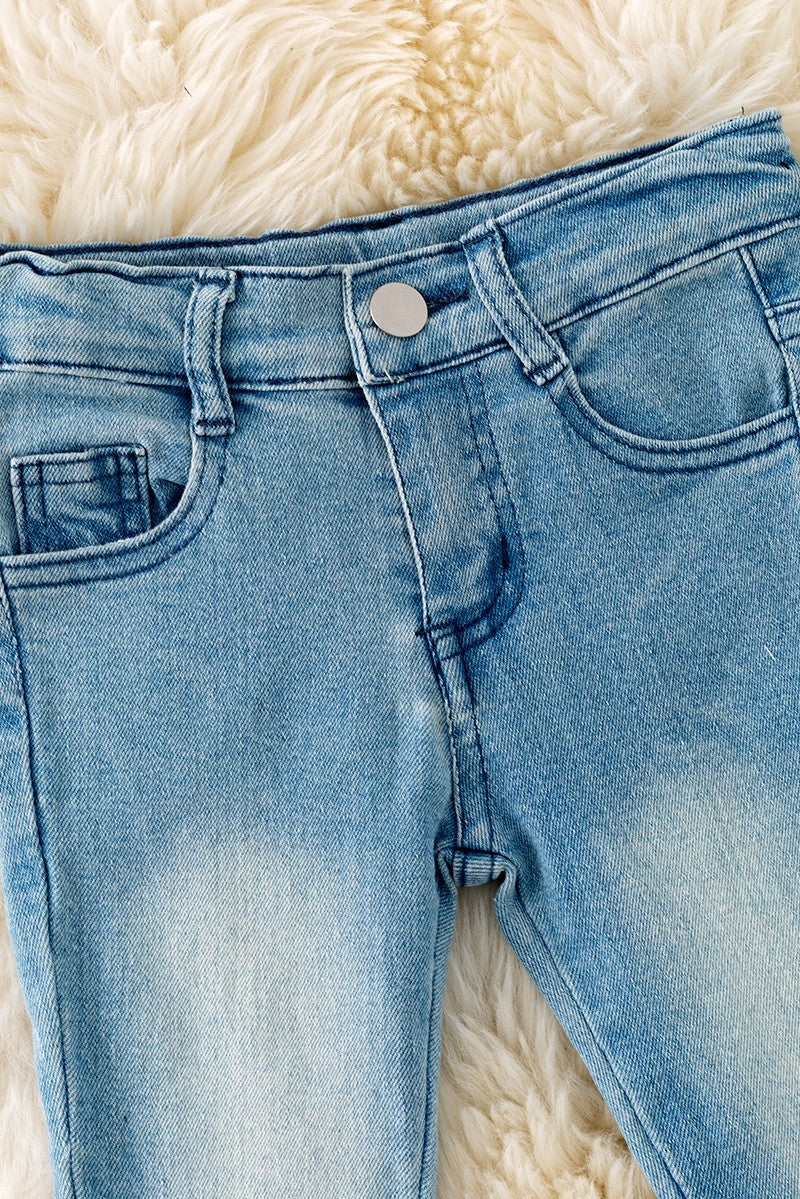 LIGHT BLUE WESTERN DOUBLE LAYER BELL PANTS