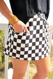 LET'S GO CHECKERED SKORT - BLACK