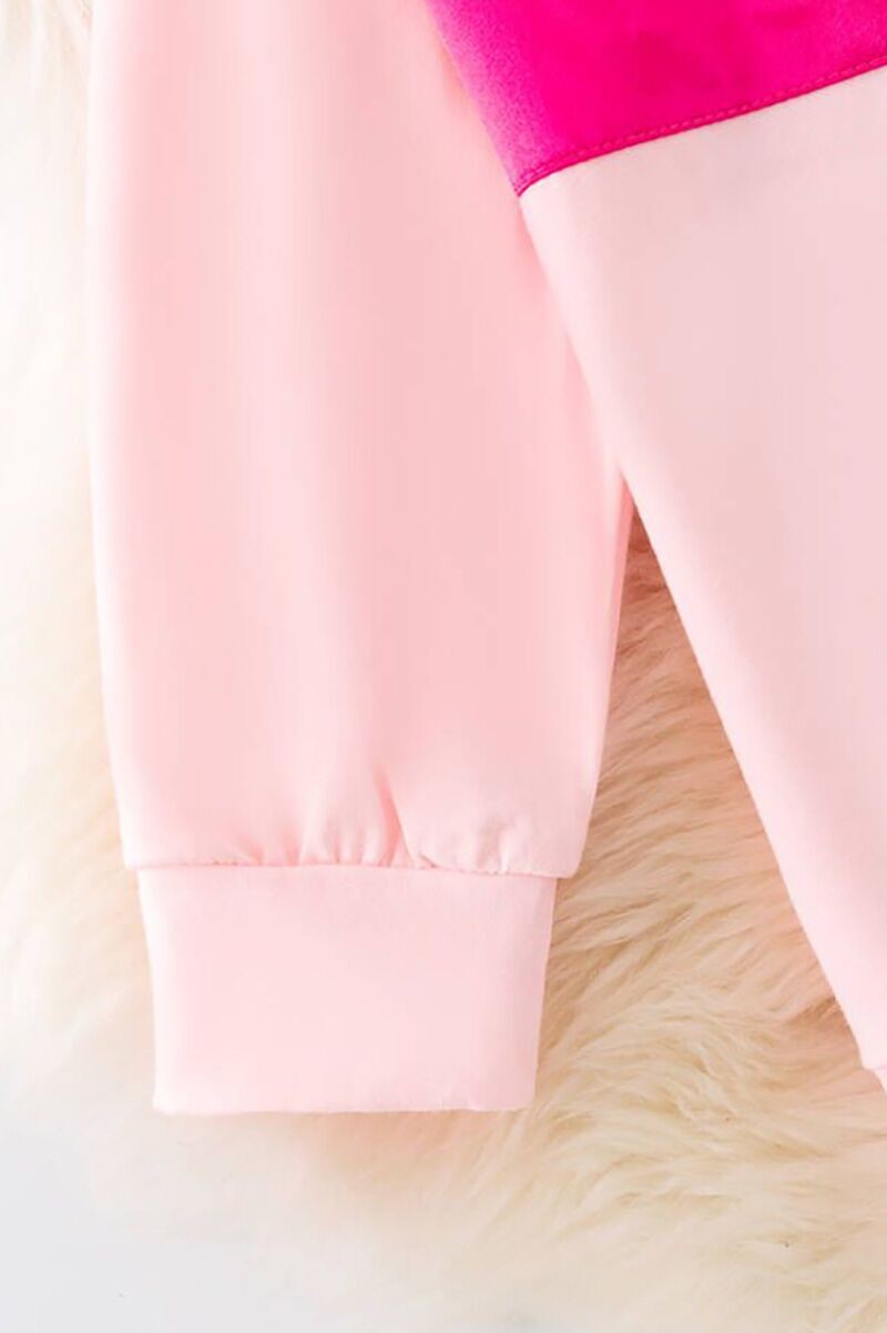 Fuchsia Bow On Light Pink Sweatshirt