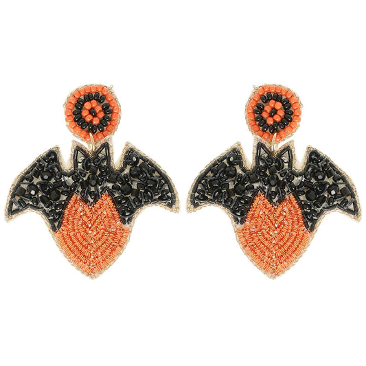 Halloween Bat On Heart Post Earrings