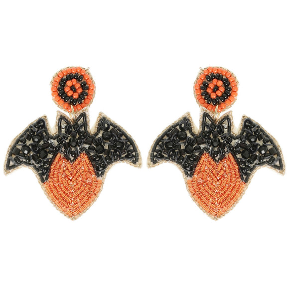 Halloween Bat On Heart Post Earrings