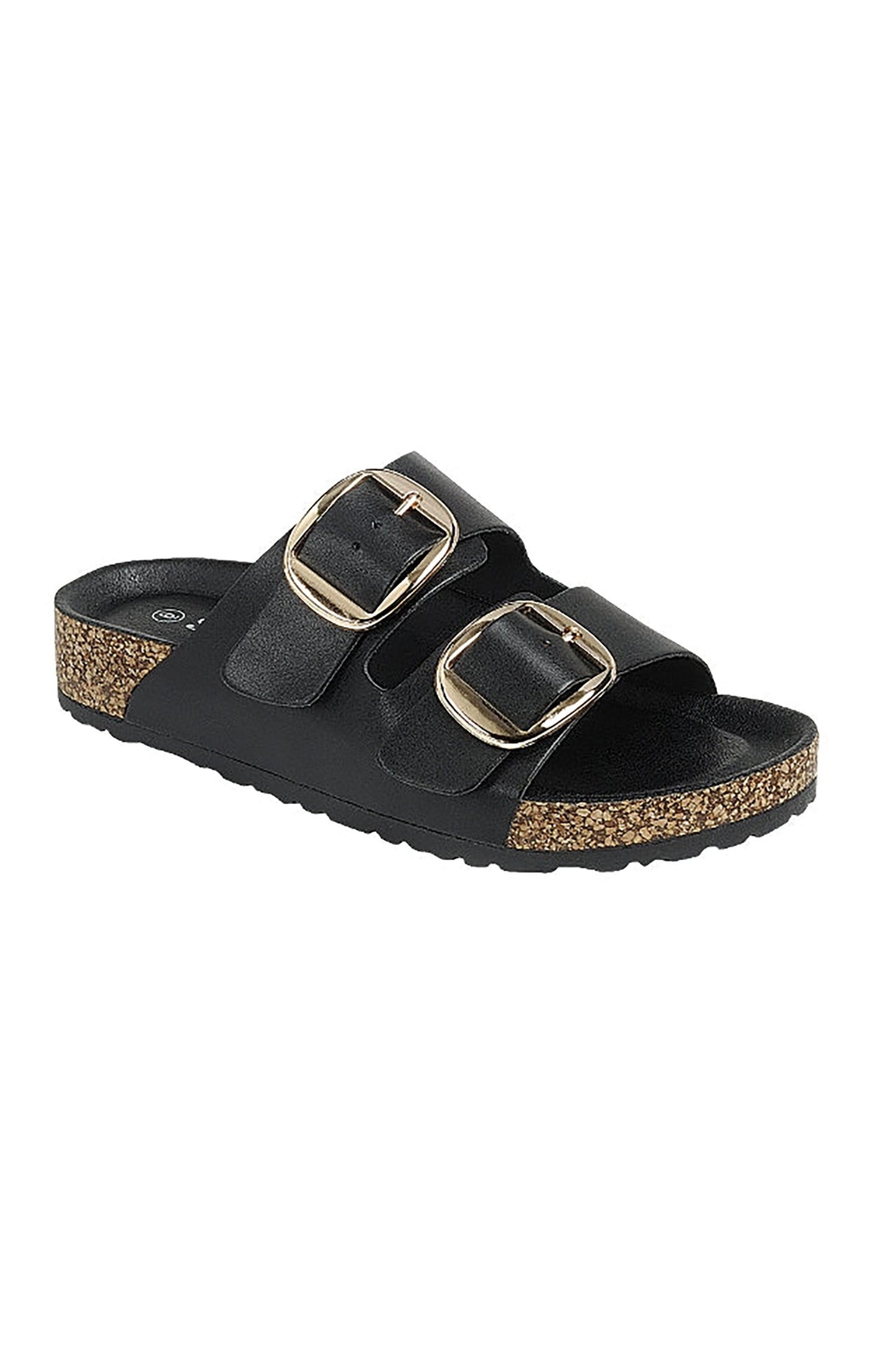 THE CORK DOUBLE STRAP SANDAL - BLACK
