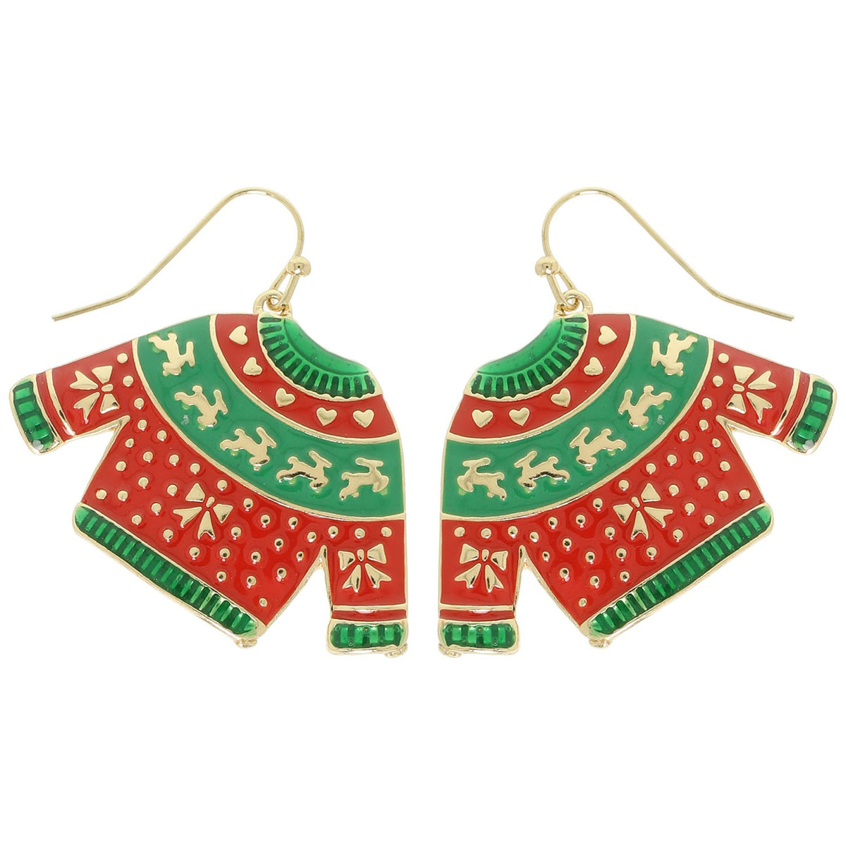 Christmas Theme Ugly Sweater Enamel Earrings