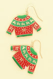Christmas Theme Ugly Sweater Enamel Earrings