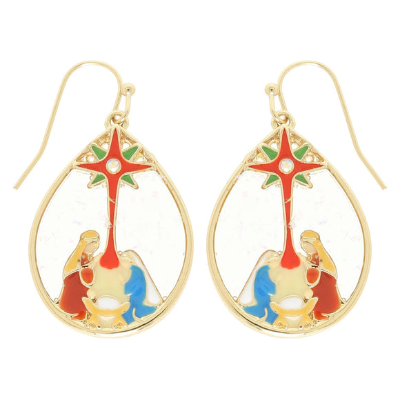 Christmas Nativity Theme Teardrop Earrings