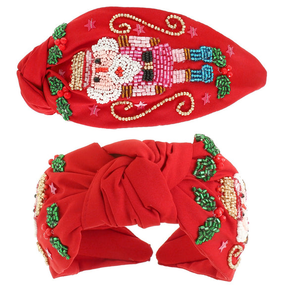 Red Christmas Nutcracker Top Knot Headband