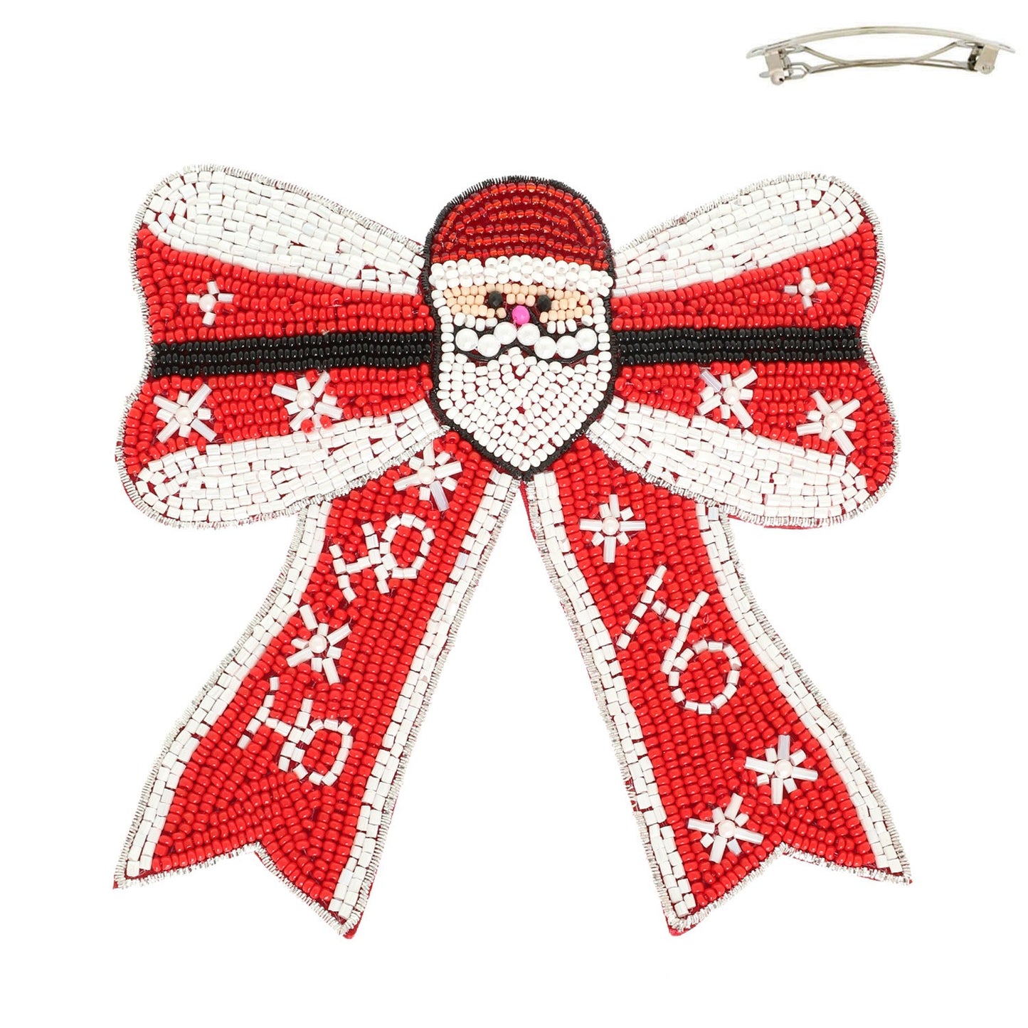Red Christmas Santa Bow Barrette Hair Clip
