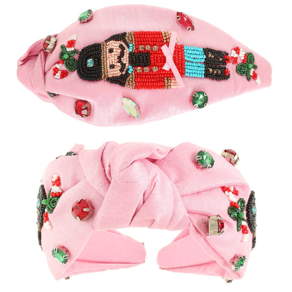 Pink Christmas Nutcracker Top Knotted Headband