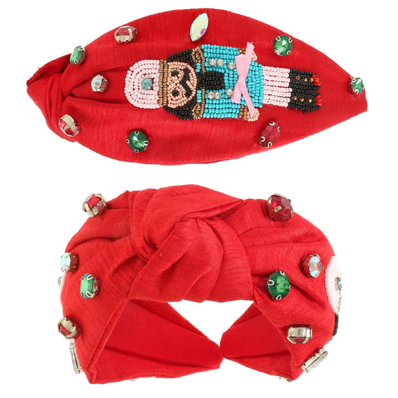 Red Christmas Nutcracker Top Knotted Headband
