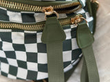 FARAH FANNY BUM BAG - GREEN AN WHITE CHECKERED