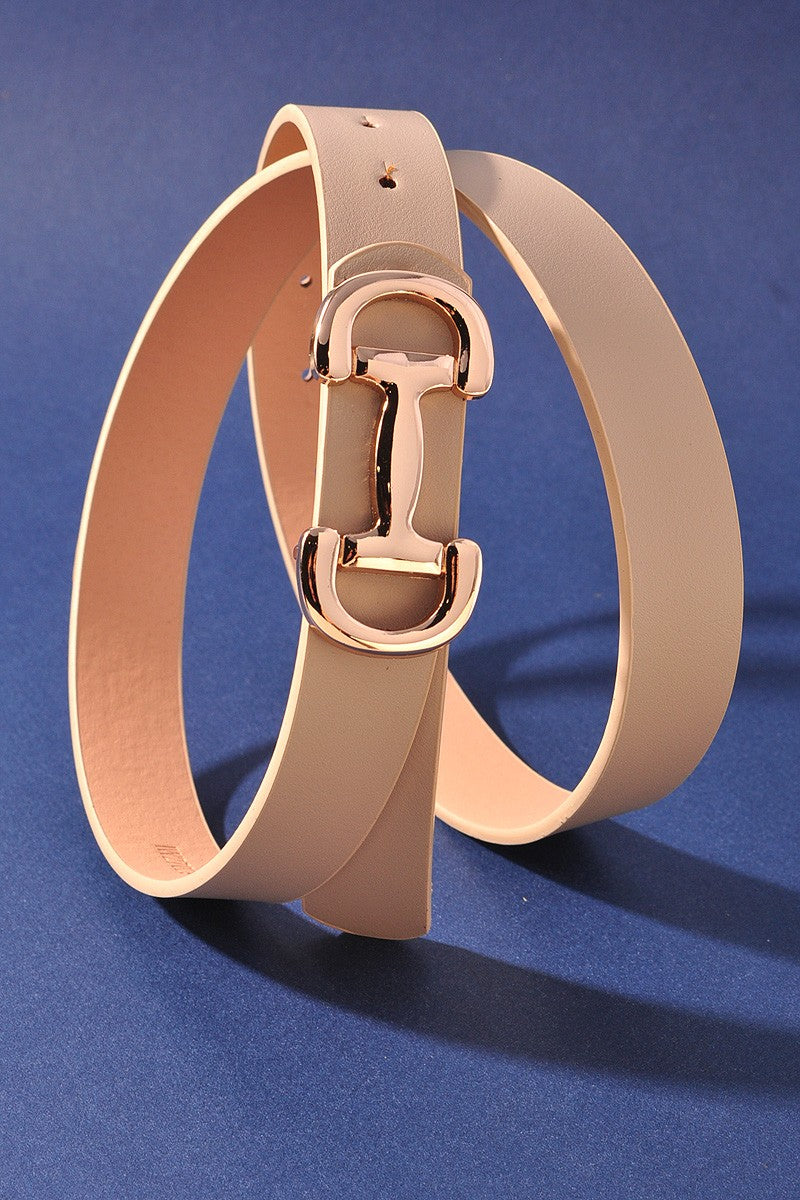 MODERN HORSE BIT BUCKLE BELT - TAUPE